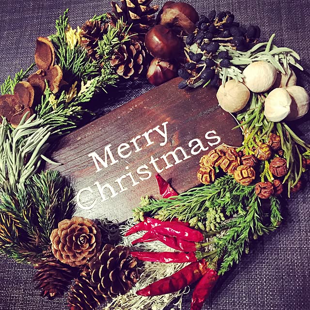 玄関/入り口/Christmas/1,000円/手作り/リースのインテリア実例 - 2016-12-23 21:49:04