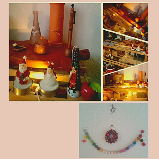 棚/Christmas/キャンドル/クリスマスリース/羊毛フェルト好きのインテリア実例 - 2015-12-13 00:13:14
