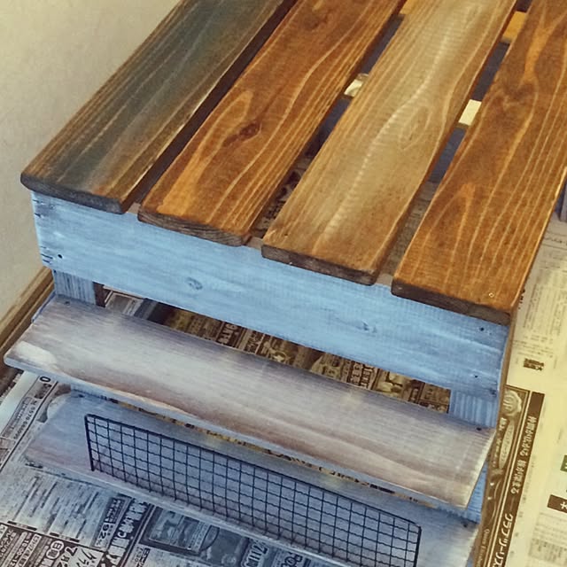 どうしてもブルーを入れてしまう/ワトコオイル ダークウォルナット/レンジの上のMy Shelf/ブラックアンドデッカー/DIY...などのインテリア実例 - 2015-04-05 15:30:15