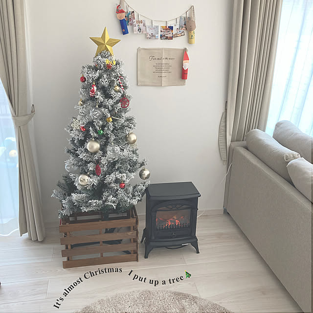 すのこDIY/クリスマスツリー足元隠し/クリスマスツリー/クリスマスツリー180cm/淡色インテリア...などのインテリア実例 - 2022-12-15 21:57:06