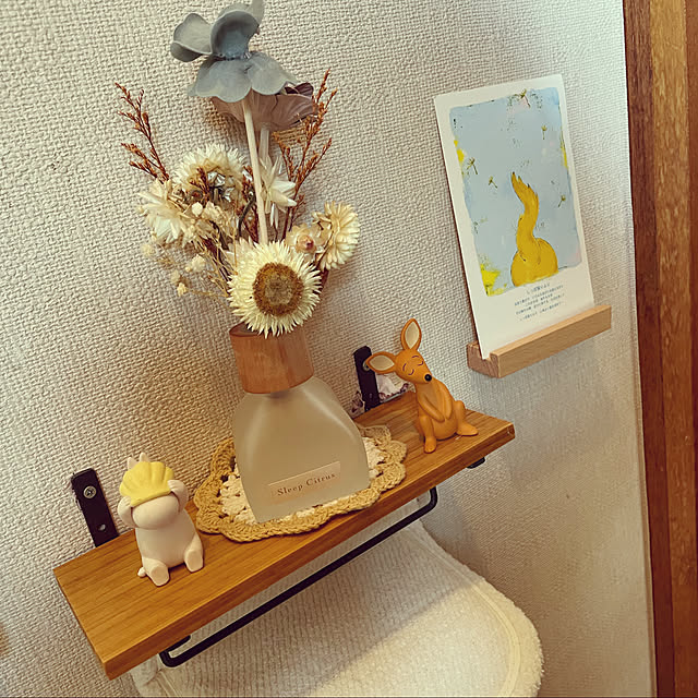 ダイソードライフラワー/ドライフラワー手作り/ムーミン♡/絵葉書を飾る/バス/トイレのインテリア実例 - 2022-10-18 22:44:56