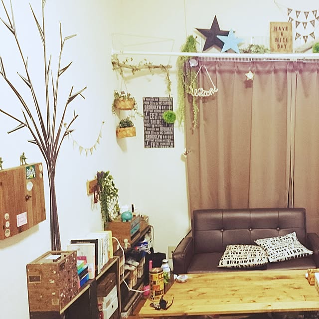 部屋全体/男前レトロを目指す( ・ิω・)ノิิิ/狭くて引で撮れません/インスタ→nappa_works/ダイソー...などのインテリア実例 - 2016-08-07 21:31:09