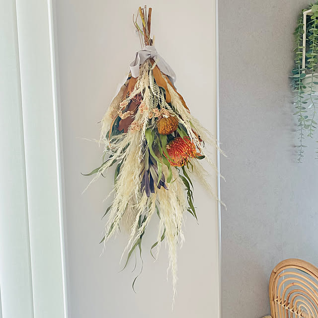 壁/天井/秋色スワッグ/ドライフラワースワッグ/ハンドメイド/手作りスワッグ...などのインテリア実例 - 2024-09-15 17:28:06