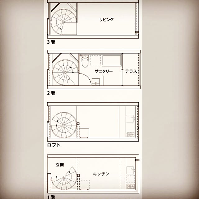 部屋全体/一人暮らし/メゾネット/図面/平面図のインテリア実例 - 2017-02-07 02:06:34