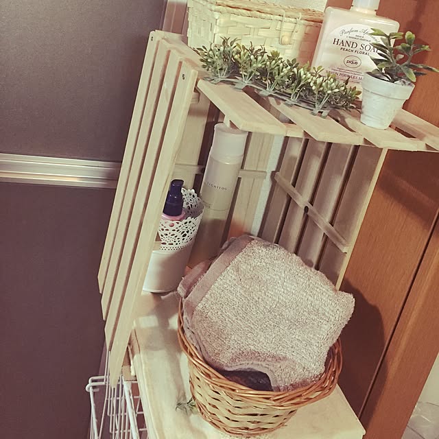 バス/トイレ/ラックにスノコをつけて簡単なMy Shelf♡/DIY/フェイクグリーン/IKEA...などのインテリア実例 - 2015-03-07 01:35:56