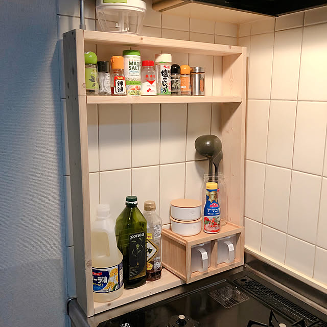 調味料ラック 調味料棚DIYのインテリア・手作りの実例 調味料ラック 調味料棚DIYのインテリア・手作りの実例