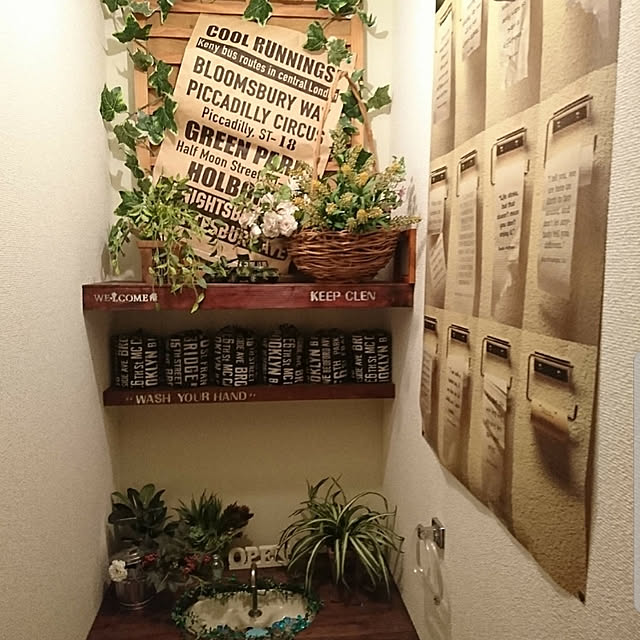 バス/トイレ/トイレ/DIY/100均/ステンシル...などのインテリア実例 - 2019-06-19 13:21:53