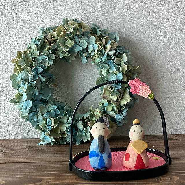 あじさいリース/あじさいドライフラワー/ひな祭り/ウォールシェルフDIY/陶器...などのインテリア実例 - 2023-02-14 11:26:26