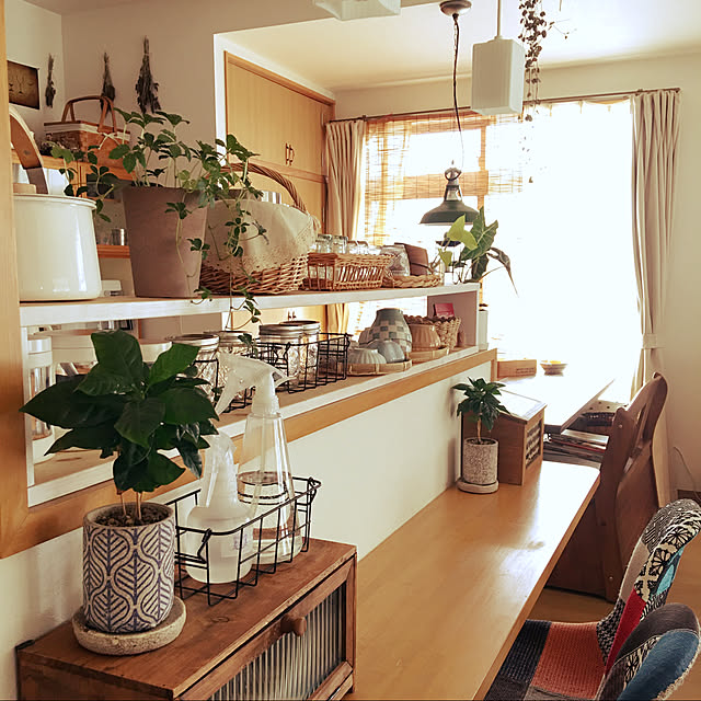 #食器/#かご収納/#観葉植物/#キッチン用品/#カフェ風...などのインテリア実例 - 2020-08-01 12:10:33