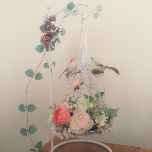 リビング/鳥さん/手作り/フェイクフラワー/結婚式の思い出...などのインテリア実例 - 2015-06-29 15:15:23