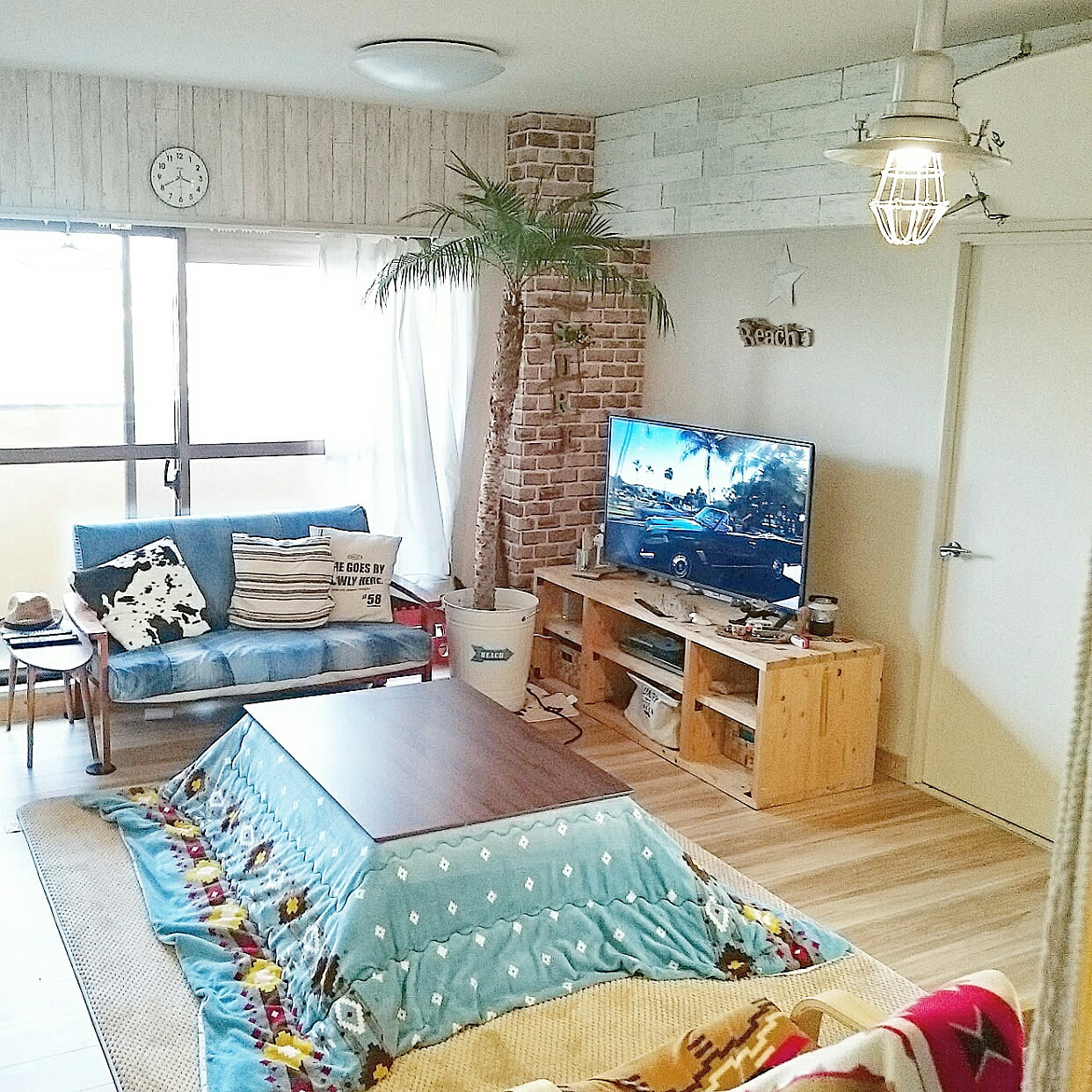 リビング/こたつ/中古マンション/海を感じるインテリア/カリフォルニアスタイル&hellip;などのインテリア実例 20171125 2249