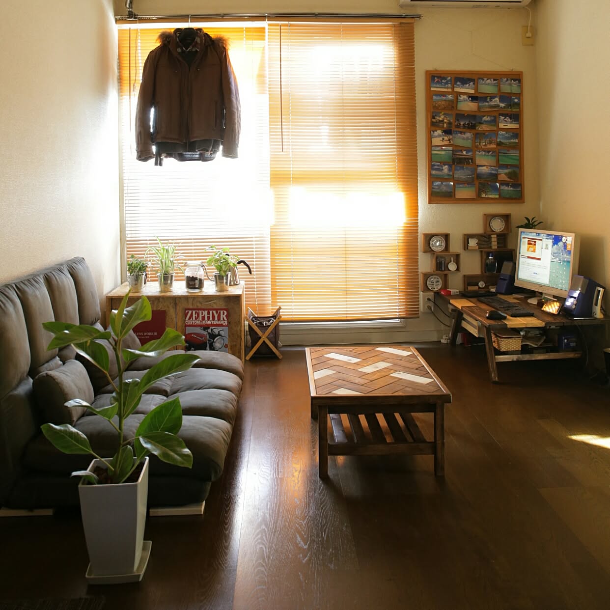 部屋全体/メンズ部屋/カフェ風インテリア/賃貸DIY/6畳ワンルームのインテリア実例 20170201 201755
