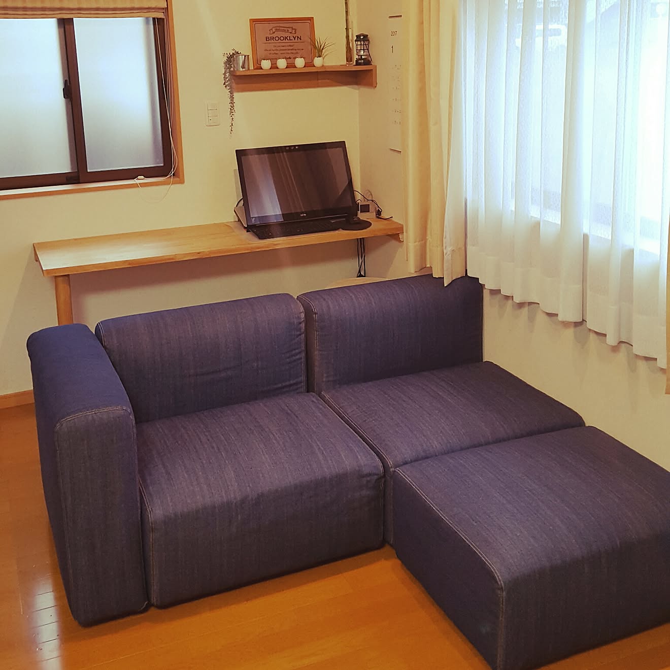 リビング/無印良品/無印良品 壁に付けられる家具/エアープランツ/デニムソファのインテリア実例 20170122 160241