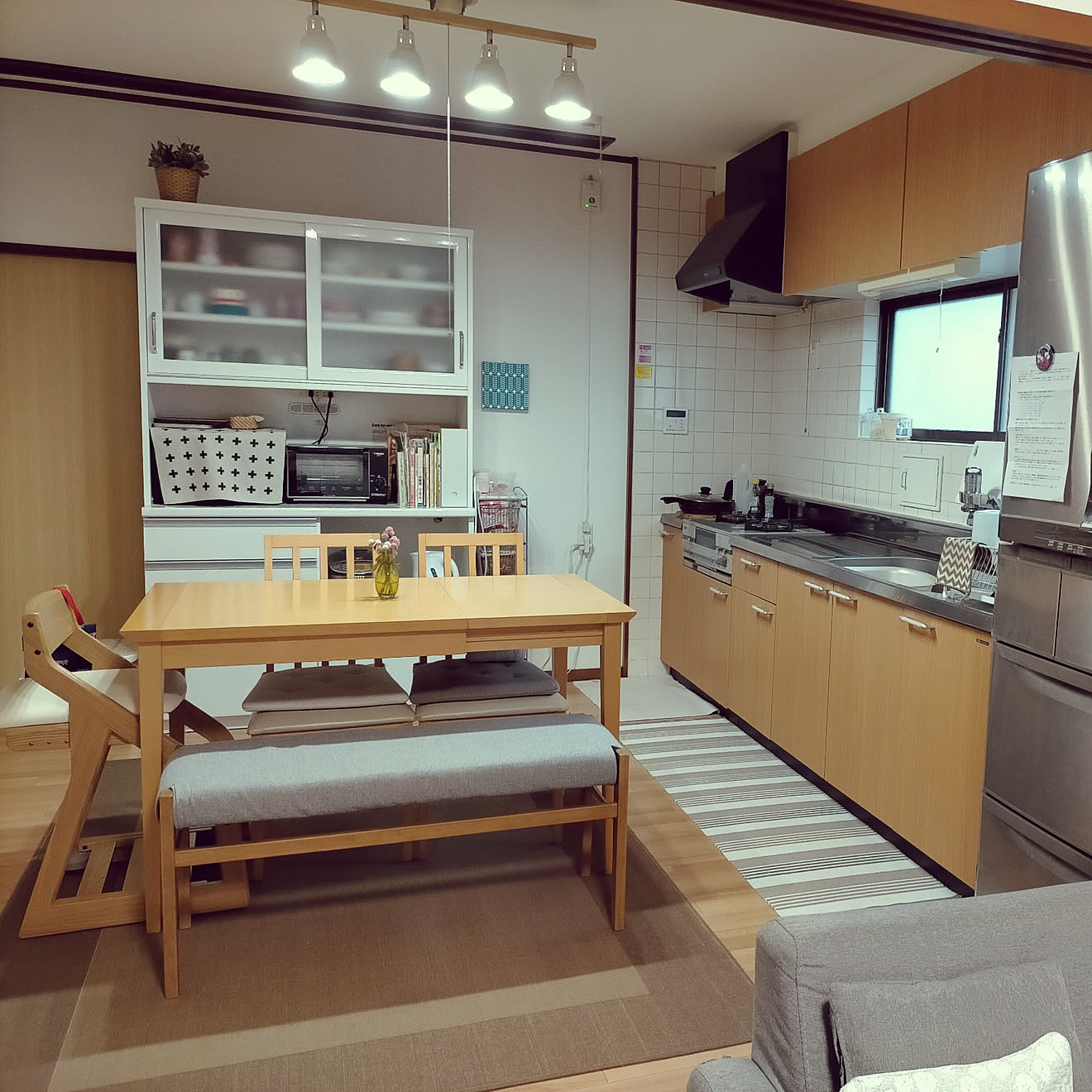 キッチン/賃貸インテリア/北欧インテリアに憧れる/賃貸古い戸建て/北欧シーリングライト&hellip;などのインテリア実例 20200917