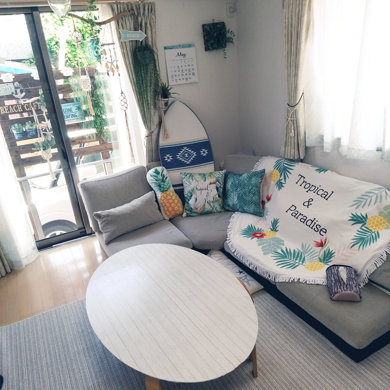 部屋全体/ニトリ/夏のインテリア/ニトリ2019夏ファブリックモニター/ハワイアン&hellip;などのインテリア実例 20190517 10