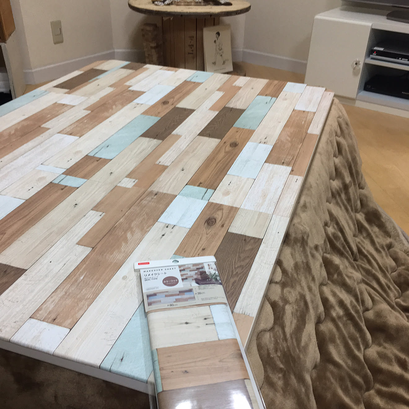 2019.3.9/こたつ/こたつ天板リメイク/こたつ天板DIY/リメイクシート...などのインテリア実例 20190309 221348 ｜ RoomClip（ルームクリップ）