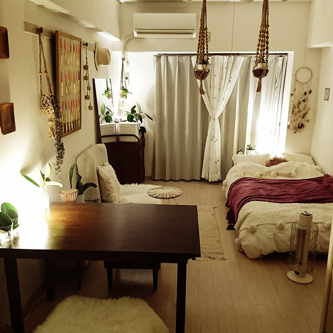 部屋全体/観葉植物/一人暮らし/ボーホースタイル/照明のインテリア実例 20201208 091055 ｜ RoomClip