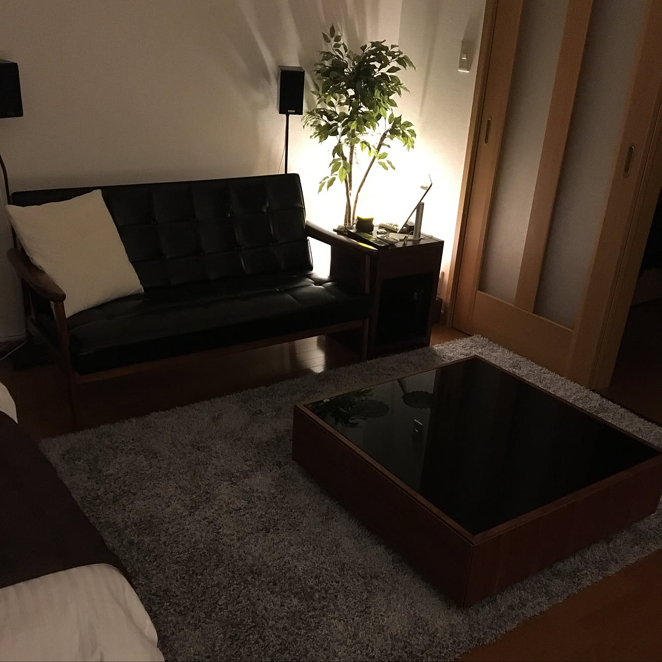 部屋全体/グレーラグ/一人暮らし/賃貸/ウォールナット&hellip;などのインテリア実例 20180822 210708