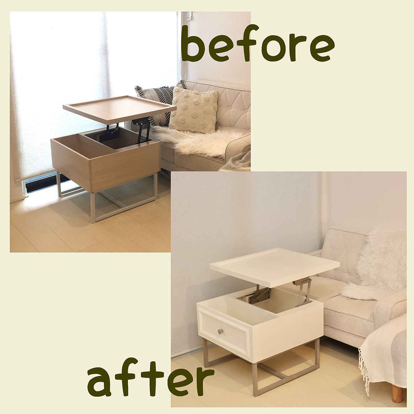 アニースローン/DIY リメイク/リフトトップテーブル/リフトアップテーブル/広く見せる...などのインテリア実例 20210321