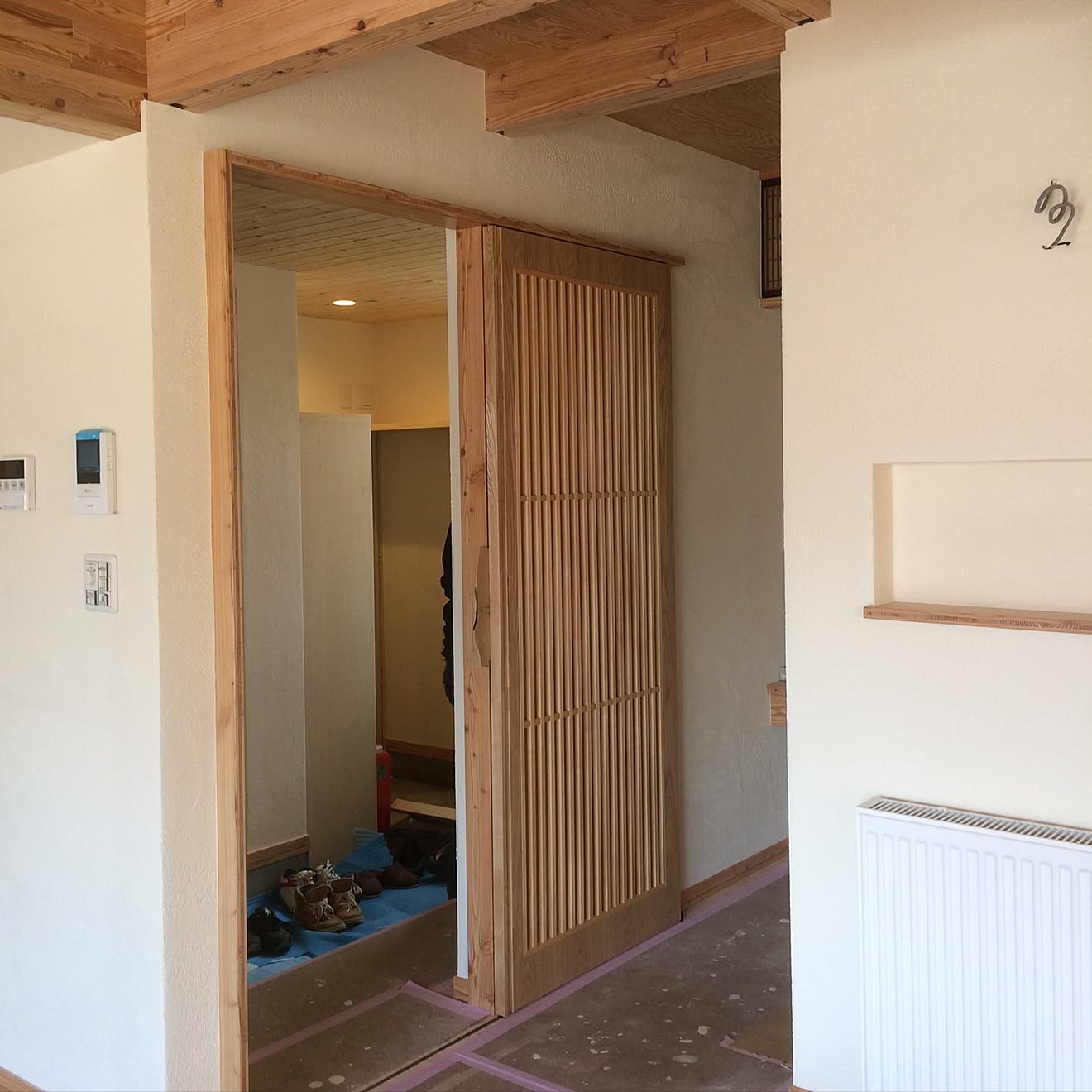 玄関/入り口/格子引き戸/マイホーム建築中/和モダン/新築マイホーム&hellip;などのインテリア実例 20170417 214945