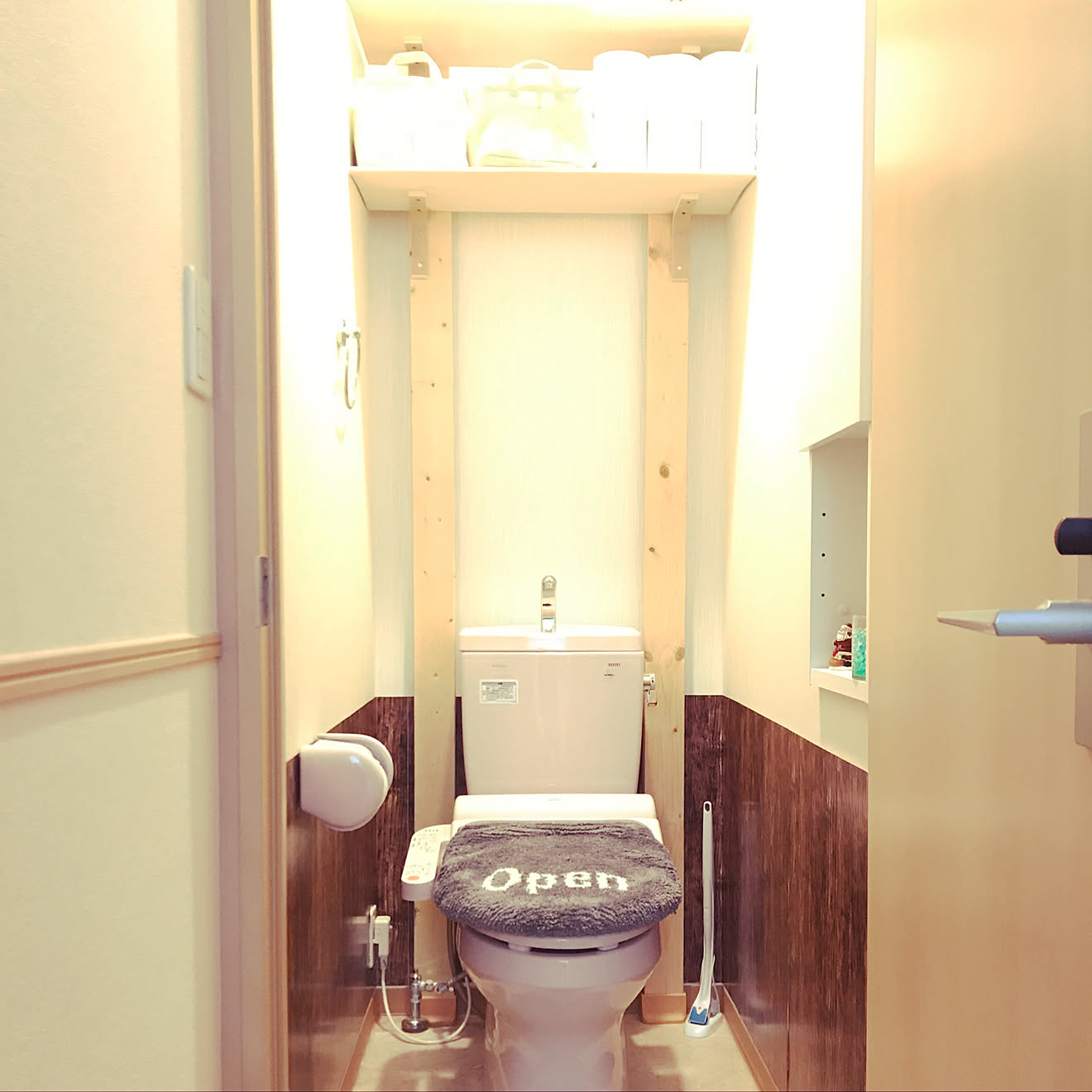 バス/トイレ/ディアウォール棚/ニトリ トイレマット/ダイソー ストレージボックス/ダイソー&hellip;などのインテリア実例 201711