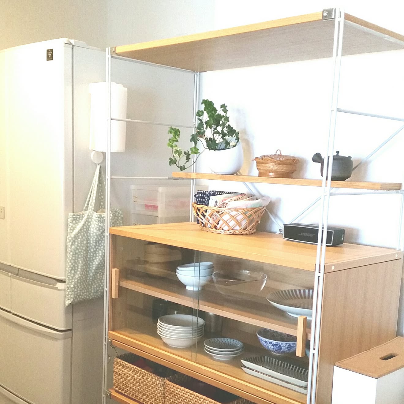 キッチン/無印良品/シンプル/ユニットシェルフ/収納...などのインテリア実例 20170614 120307