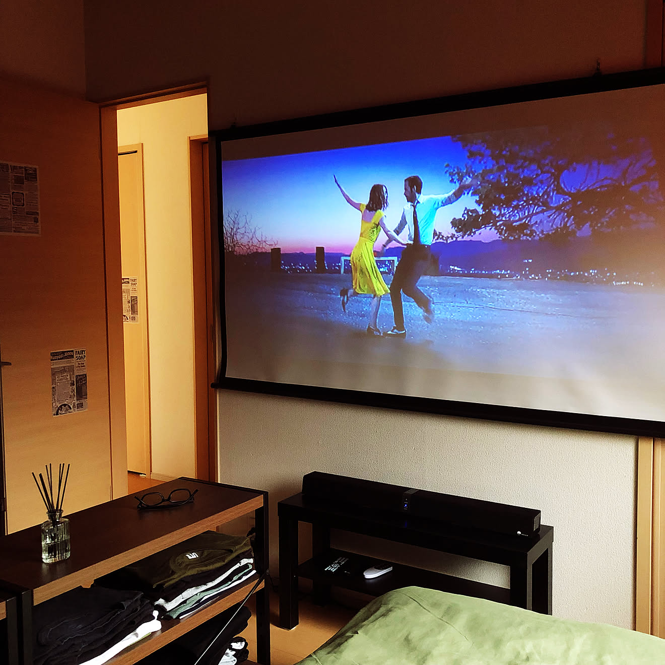 壁/天井/プロジェクター/一人暮らしのインテリア実例 20180816 210454 ｜ RoomClip（ルームクリップ）