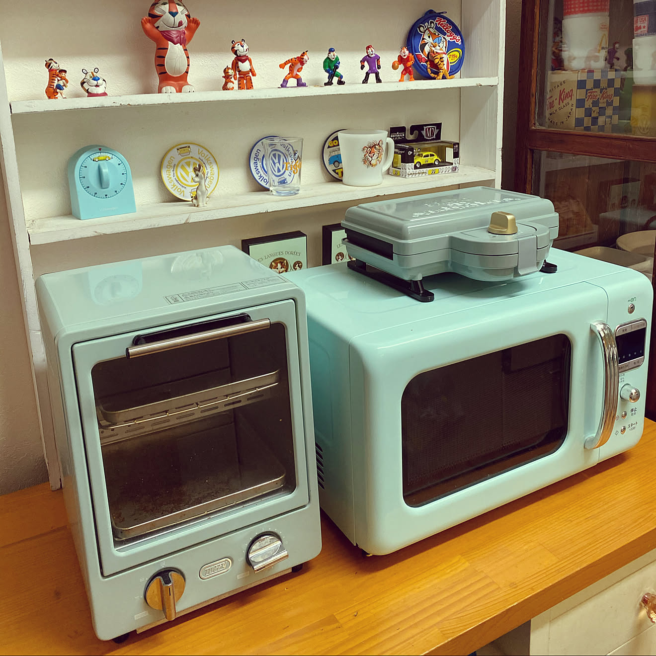 トフィートースター/ブルーノホットサンドメーカー ムーミン/ファイヤーキング/キッチン家電/ティファニーカラー&hellip;などのインテリア実例