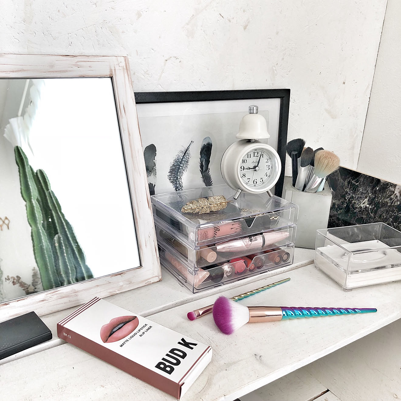 棚/メイクブラシ/メイクコーナー/リメイク/100均...などのインテリア実例 20180829 151657