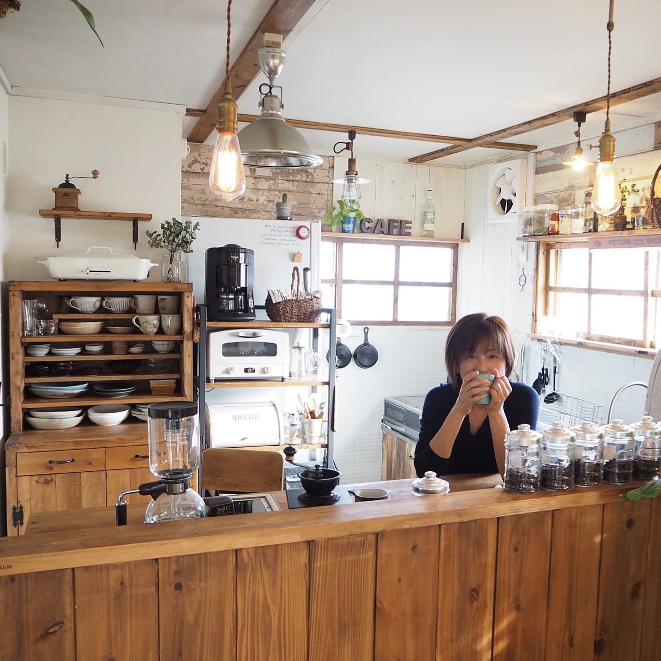 コーヒータイム/カフェみたいなキッチン/築43年/至福の時間/古いおうち。&hellip;などのインテリア実例 20190206 1852