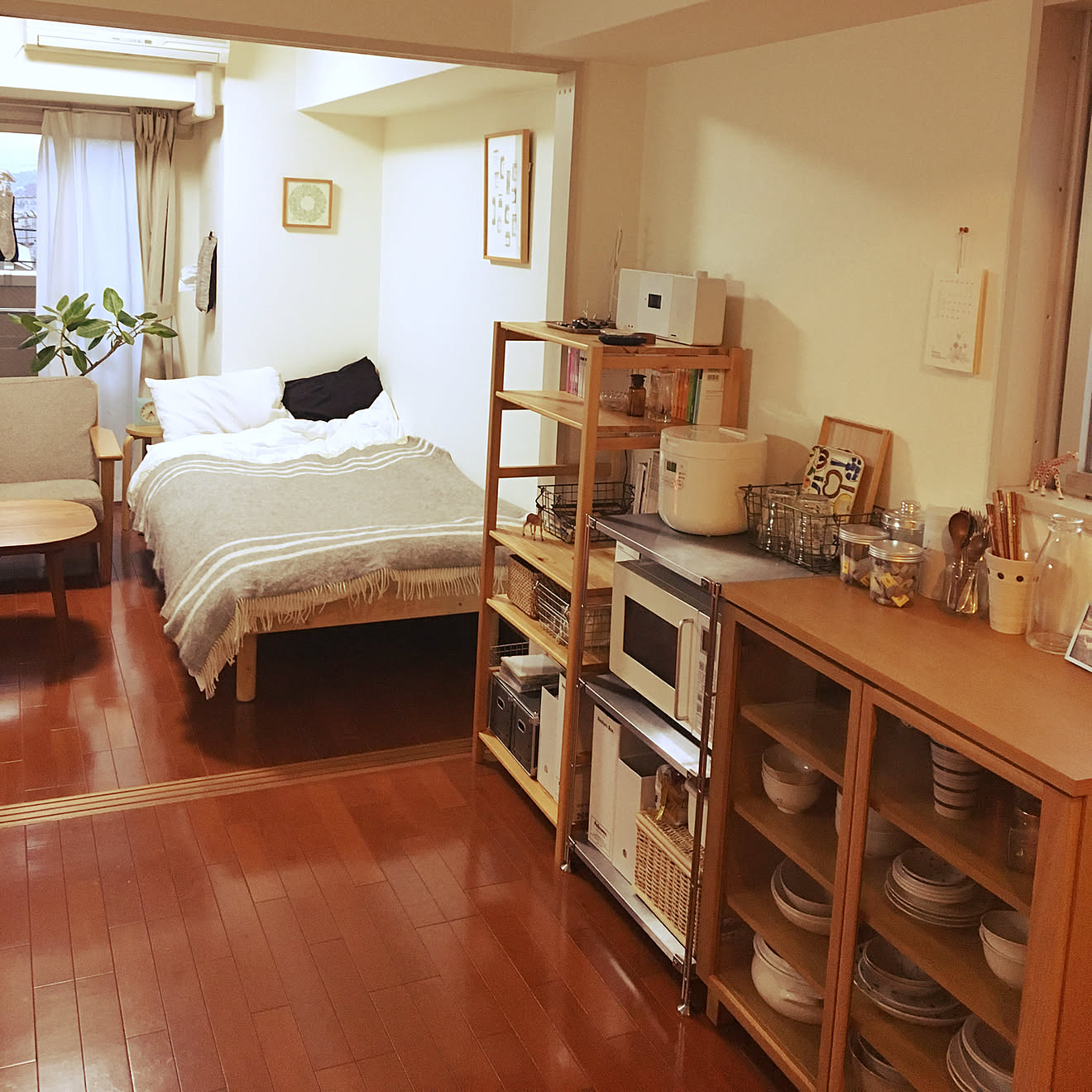 部屋全体/ブランケット/一人暮らし/ひとり暮らし/無印良品 家電&hellip;などのインテリア実例 20190203 163825