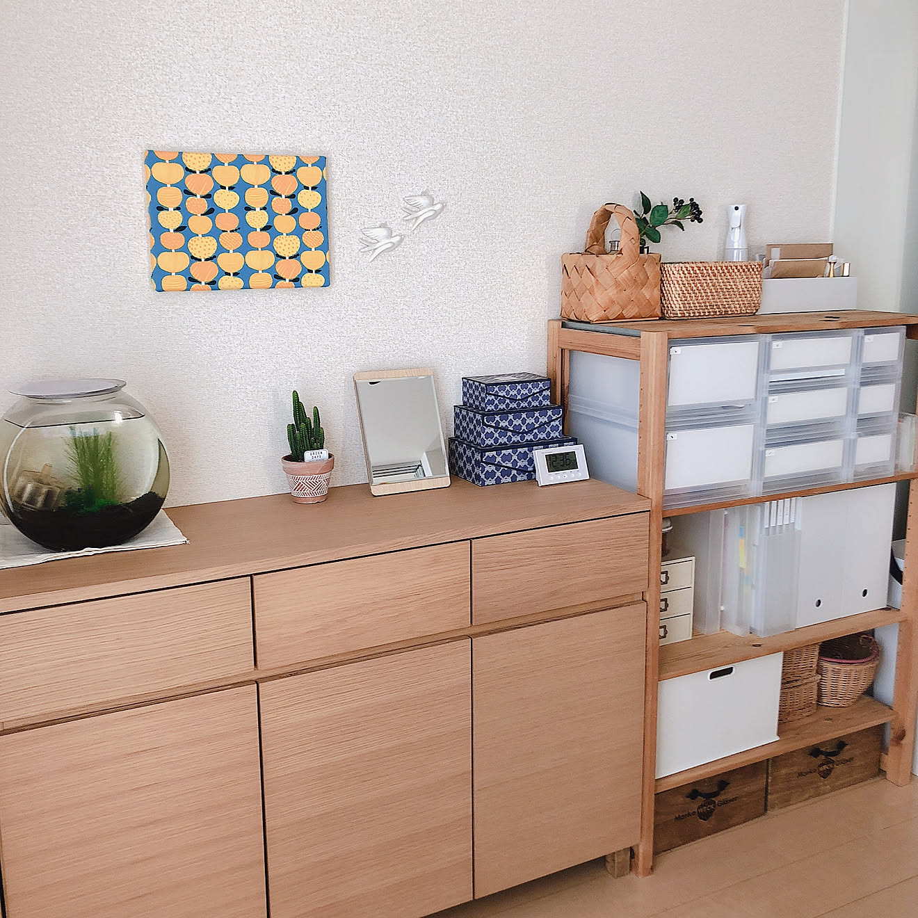 部屋全体/ファイルボックス/ポリプロピレン収納/シェルフ 棚/キャビネット&hellip;などのインテリア実例 20190221 1800
