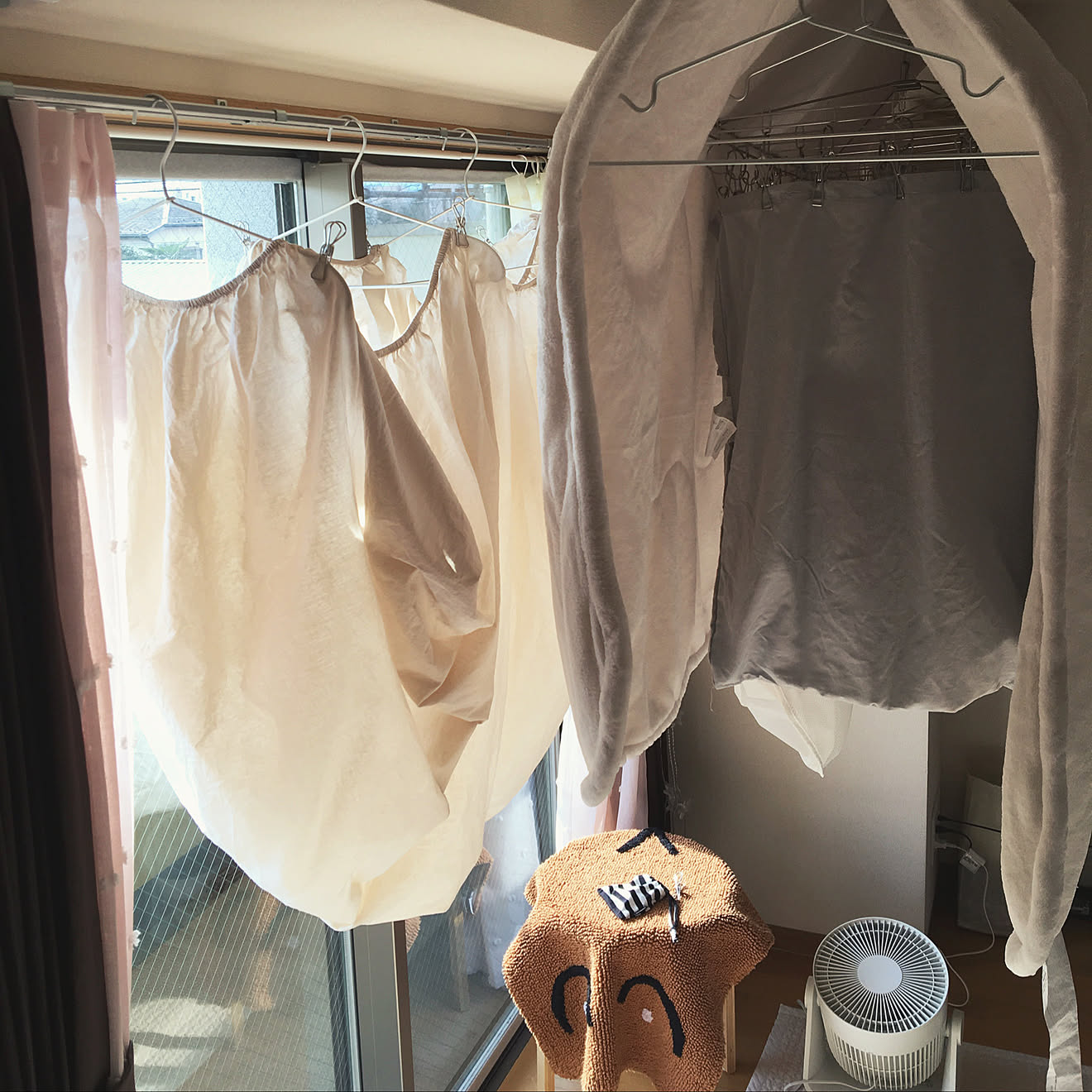 花粉症対策/部屋干し/室内物干し/毛布/洗濯物...などのインテリア実例 20190317 154450 ｜ RoomClip（ルームクリップ）