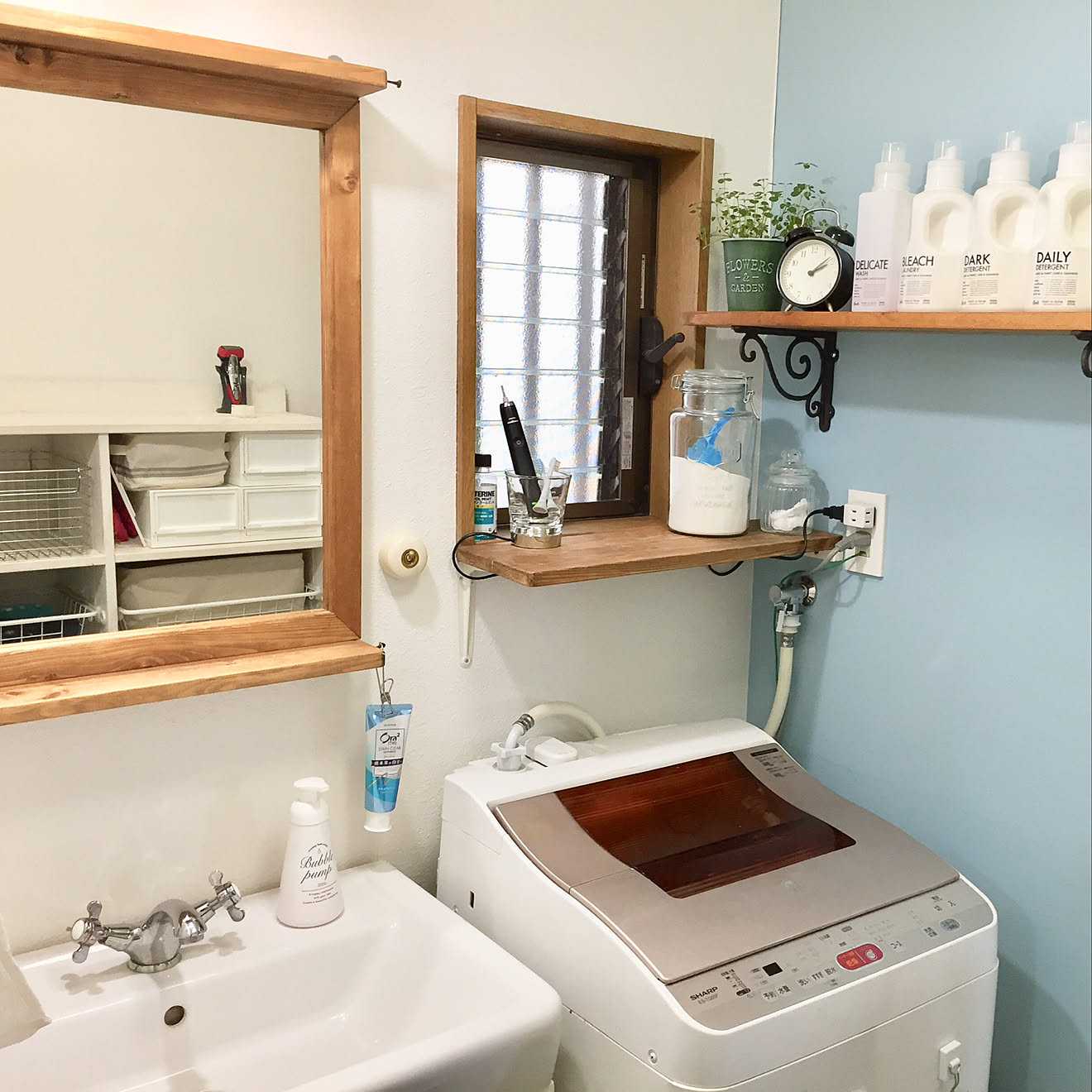 バス/トイレ/鏡DIY/洗面所収納棚DIY/ブログ更新しました♡/セルフリノベーション&hellip;などのインテリア実例 20180813