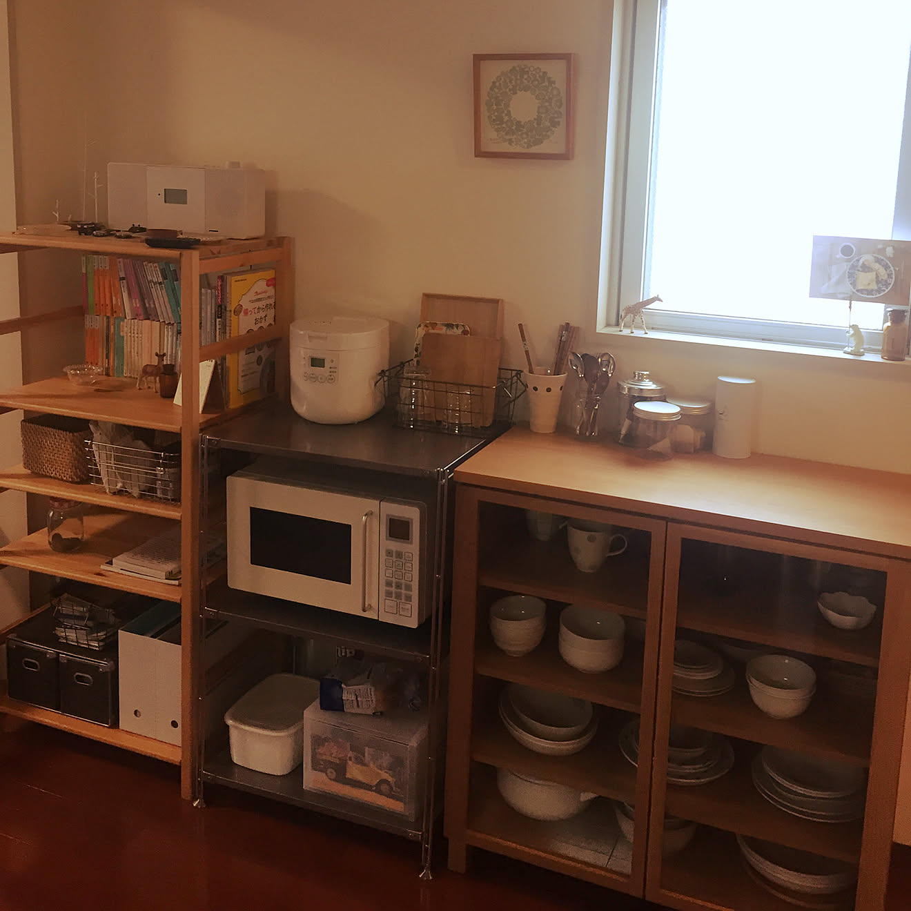 棚/無印良品 炊飯器/無印良品 電子レンジ/無印良品/一人暮らし&hellip;などのインテリア実例 20171229 090853