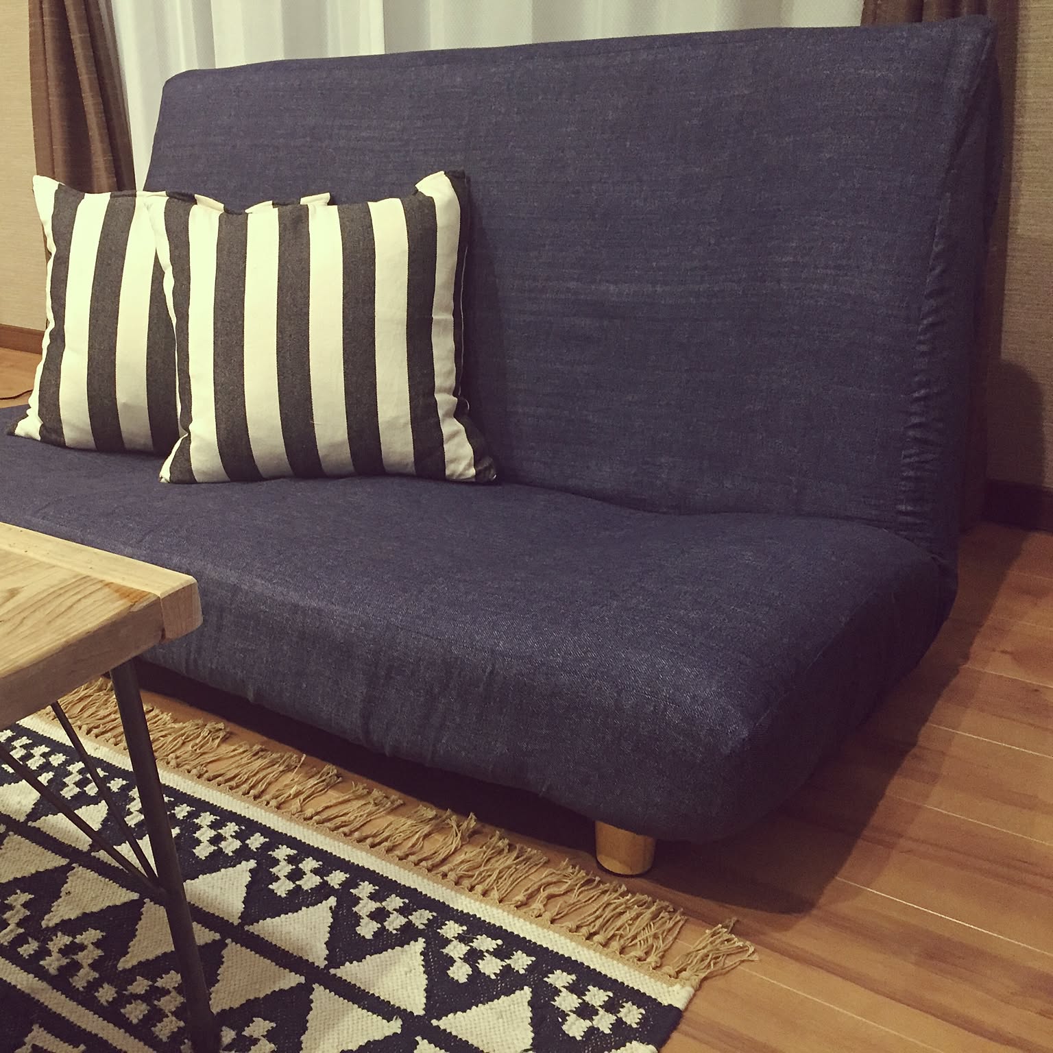 Lounge/ハンドメイド/夏らしく♡/ソファー/デニム/ソファーカバー手作り...などのインテリア実例 20150617 2003