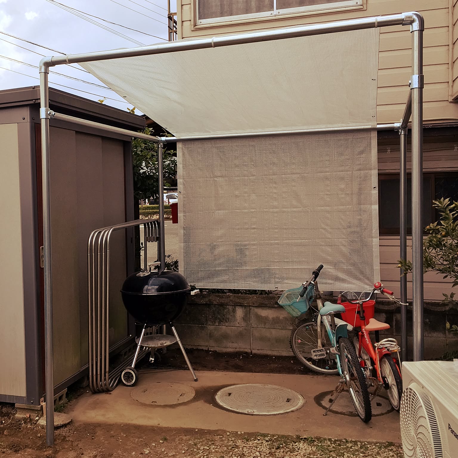 単 管 パイプ 自転車 小屋