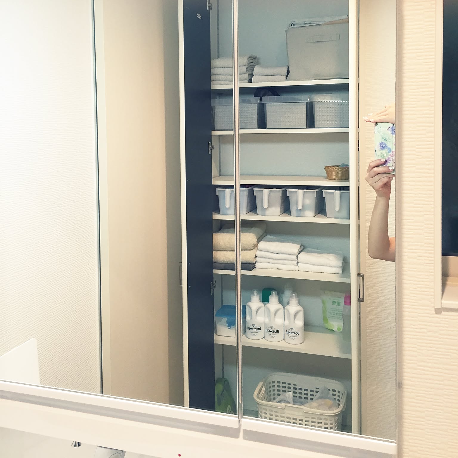 Bathroom/無印良品/ダイソー/100均アイテム/造作棚/洗面所 収納&hellip;などのインテリア実例 20160602 1355