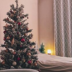 クリスマス/間接照明/クリスマスツリー150cm/ベッド周りのインテリア実例 - 2023-03-06 12:57:11