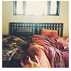 ベッド周り/寝室/ベッド/IKEAベッドカバー/珪藻土のインテリア実例 - 2015-01-12 19:17:24