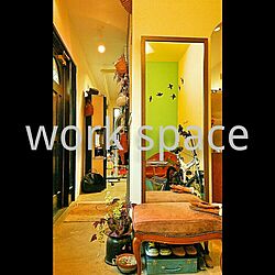 玄関/入り口/workspace/green/姿見/オットマンのインテリア実例 - 2017-01-08 22:02:45