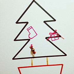 壁/天井/手作り/マスキングテープ 壁/マスキングテープ/クリスマスツリーのインテリア実例 - 2013-12-24 10:57:10