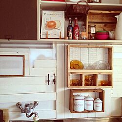 キッチン/リメイク/木。木材。廃材。/ペンキ塗り替えのインテリア実例 - 2013-06-11 22:55:06