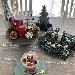 ケーキスタンド/クリスマス/IKEAキャンドルホルダー/リース/ナチュラルキッチン...などのインテリア実例 - 2019-12-25 11:24:58