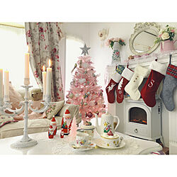 クリスマス/クリスマスツリー150cm/ピンクのクリスマスツリー/暖炉型ファンヒーター/マントルピース...などのインテリア実例 - 2020-12-24 14:38:56