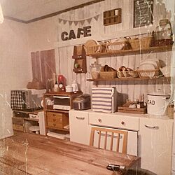 キッチン/模様替え/DIY/板壁/かごがいっぱい。...などのインテリア実例 - 2014-04-28 17:06:51