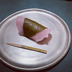 桜餅/銀彩平皿/キッチンのインテリア実例 - 2021-02-07 22:38:08