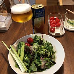 プレモルは旨い！/イッタラ　ワイングラス/ダイニングテーブル/家飲み/ビールグラス...などのインテリア実例 - 2021-04-09 18:51:41