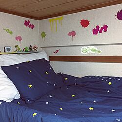 ベッド周り/IKEAファブリック/IKEAステッカー/男子部屋のインテリア実例 - 2017-05-24 12:54:29