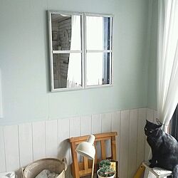 壁/天井/ニトリの鏡/壁紙貼り替え/板壁DIYのインテリア実例 - 2014-10-02 14:21:13